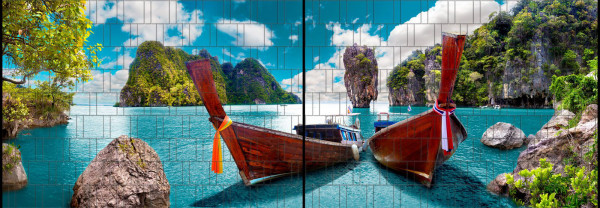 Motiv Boote - Panorama XL Sichtschutzstreifen für Doppelstabmattenzaun