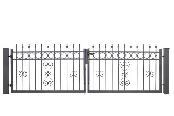 2flügeliges Schmiedezauntor Typ LEIPZIG - LW=324,4 cm - dunkelgrau_(DB_703)