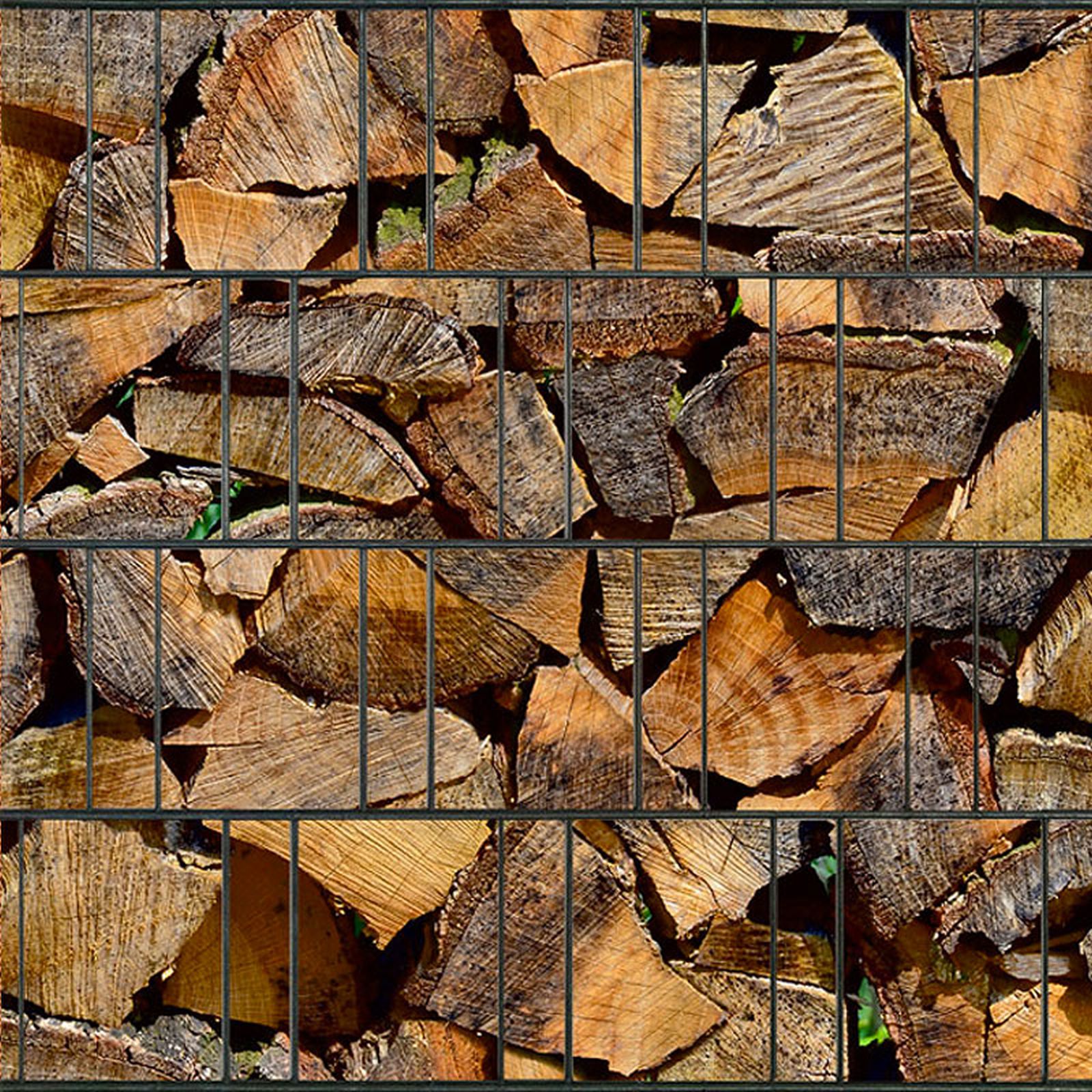 Sichtschutzstreifen, Motiv Kaminholz . Individuelle Zaunfolie PES