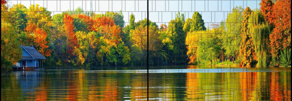 Motiv Blätterwald - Panorama XL Sichtschutzstreifen für Doppelstabmattenzaun