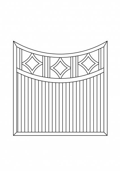 Kombi-Element Bogen unten, Rautenfüllung, "Sondermaß" bis maximal B = 1,80 x H = 1,80/1,55 m