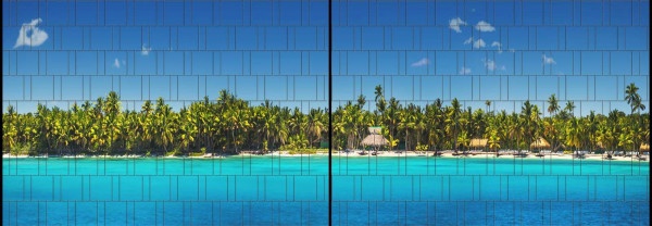 Motiv Palm Beach - Panorama XL Sichtschutzstreifen für Doppelstabmattenzaun