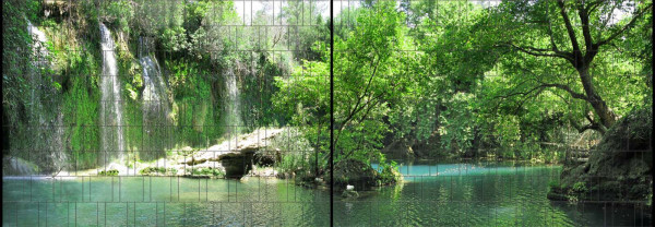 Motiv Grotte - Panorama XL Sichtschutzstreifen für Doppelstabmattenzaun