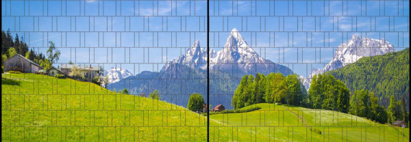 Motiv Alpen - Panorama XL Sichtschutzstreifen für Doppelstabmattenzaun