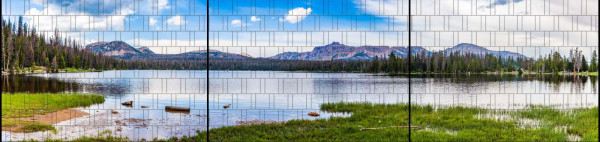 Motiv Bergsee - Panorama XXL Sichtschutzstreifen für Doppelstabmattenzaun