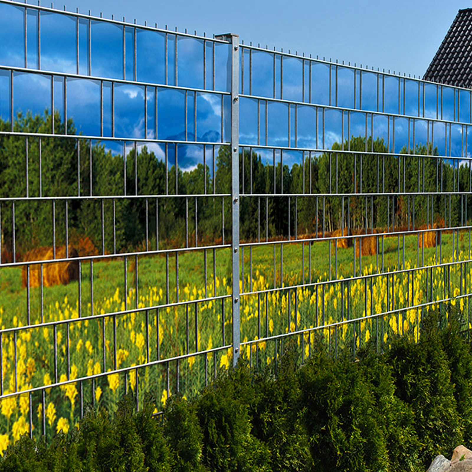 Motiv Bergwelt Wiese Individuelle Zaunfolie PES Ganze Motive