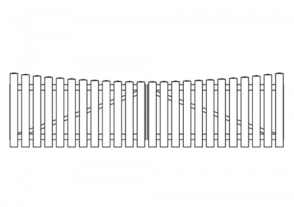 Doppeltor Bogen unten, B=3,00 m, H=0,80 m, komplett weiß